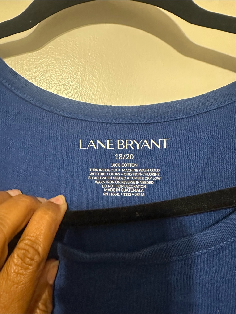 Lane Bryant Navy Blue Cotton Crewneck Top - Picture 3 of 5